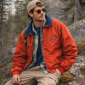 Patagonia Men's SZ L VTG Shelled Synchilla Fleece-Lined Bomber Jacket Made USA